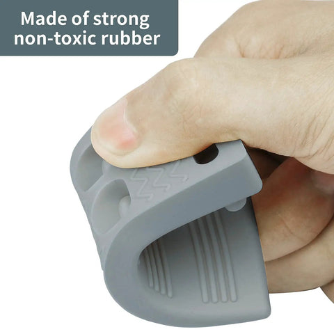 Person bending Slim Door Stopper Wedge For Bottom Of Door Non Scratch Rubber Holder Stackable Slip Resistant Flexible Floor Protector Gray