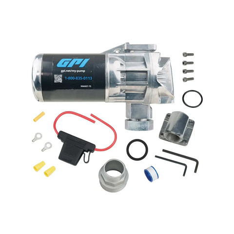 Plug And Play 20 GPM 12 Volt DC Fuel Transfer Pump Portable Diesel Gas Kerosene Rig with motor, wiring, and accessories.