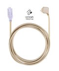 Designer Gold Fabric Extension Cord 9 Foot Length With 3 Polarized Outlets Right Angle Plug 125 Volt Patent Pending A Dope Way To Power More In Any Room