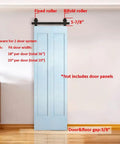 Bi Folding Barn Door Hardware Kit For Two Doors With Black Top Mount Rollers Interior Use Rails Fit Per Panel 18 Inches