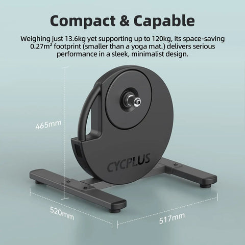Smart Indoor Bike Trainer With 2200W Brushless Motor 19 Percent Gradient Simulator showing minimalist compact design