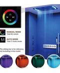 Top Shelf Wall Mounted Constant Temperature Shower System With Giant Canopy Rain Head Plus Side Jets lead free copper core with color modes