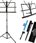 Portable Foldable Music Stand For Piano And Violin, Lightweight Metal Sheet Music Holder With Carrying Bag And Clips, Adjustable 28 To 54 Inches