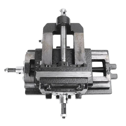 4 Inch Cross Slide Drill Press Vise XY Two Way Milling Vice Heavy Duty Cast Steel Mount with precision threaded clamping.