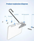 Product explosion diagram showing Heavy Duty Four By Five Inch Bench Grinder Eye Shield Two Pack thick clear polycarbonate parts.