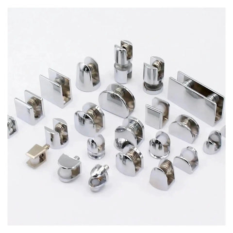 16 Piece Cabinet Shelf Clips Zinc Alloy Glass Clamp Holders Wood Shelf Supports Hardware Accessories