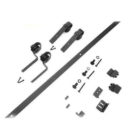 Beefy Heavy Duty Sliding Barn Door Kit For Double Cabinets With Bypass Hardware Smooth Quiet Steel Track And Pulleys Matte Black Finish