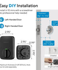 Ubolt Dope WiFi Smart Lock With Door Sensor And Built In Keypad Deadbolt for Front Door showing installation dimensions