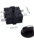 Two Pack Rotary Switch 125 250 VAC 16A Four Position Three Speed Heater Switch with knob and silver contacts