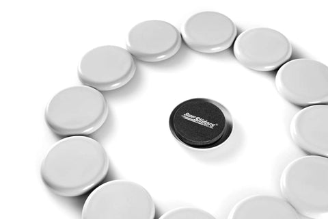 Move Heavy Furniture Easily With Round Reusable Sliders For Carpet Eight Pack Gray Two And A Half Inch Diameter