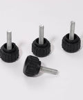 24 Pack M4 X 15mm Threaded Knurled Thumb Screws For VESA Monitor Mounts Carbon Steel With ABS Grip, shown in close-up view.