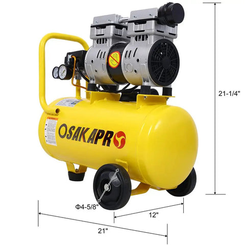 Wkiss 1.5Hp Ultra Quiet Oil-Free Air Compressor With Portable 8 Gallon Aluminum Tank. Delivers 115 Psi And 4.0Cfm For Pneumatic Tools, Spray Painting. Compact 21 Inch Design Ideal For Garage Work And Diy Projects In Yellow Finish For Smooth Operation And