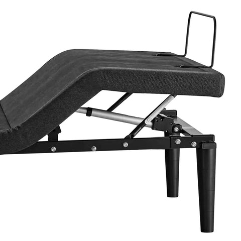 Heavy Duty 19 Inch Mattress Retainer Bar Compatible With Tempur Pedic Ergo Adjustable Base angled view of retainer on adjustable bed frame.