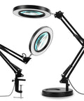 2 In 1 Magnifying Glass With Light And Stand, 5X Real Glass Lens, 64 LED, desk clamp and stand for repair and craft work