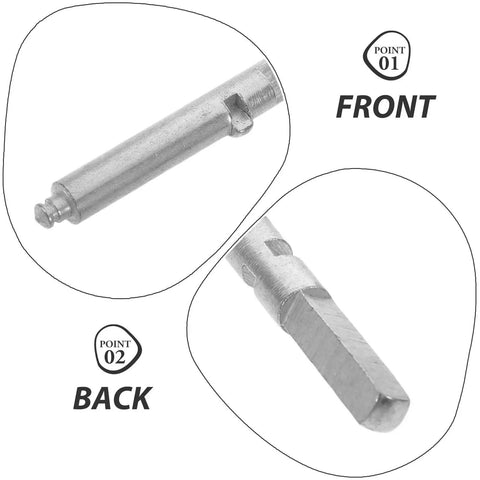 Clock Winding Crank Shaft Replacement Part For Wall And Mantel Clocks, Heavy Duty Metal Construction With Effortless Winding And No Fuss Timekeeping, Upgraded Mechanism For Antique And Grandfather Clocks, front and back views