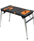 Heavy Duty Foldable Workbench With Smooth Caster Wheels Transforms Into Seven Flexible Workshop Modes Like Scaffold And Auto Repair Stand For No Sweat Garage Days And Weekend Project Hustle