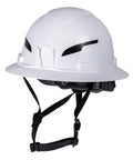 Type 2 Non Vented Full Brim Hard Hat With Chin Strap Class E Protection Up To 20kV Six Point Suspension Washable Padding
