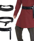 Snag This Premium Vintage Embossed Waist Belt Adjustable Faux Leather Cinch Strap For Medieval Festival Costumes with black embossed design.