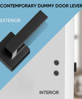 Heavy Duty Reversible Square Dummy Door Lever For Indoor Use Ideal For Bedroom And Closet Rear Mount Matte Black Finish