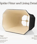 Rectangle Cut Corner Lamp Shade 5x6.5 Top By 8x12 Bottom 10 Inch Slant Height Black With Gold Lining interior spider fitter