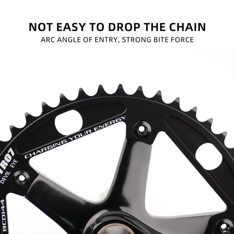 Close-up of Fixed Gear Hollow Crankset 48T 165mm 144 BCD Single Speed Chainring, highlighting teeth design.