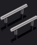 Set Of 25 Brushed Nickel Stainless Steel Cabinet Handles 2-1/2 Inch Center To Center 4 Inch Overall Length Modern Euro Style T Bar Pulls