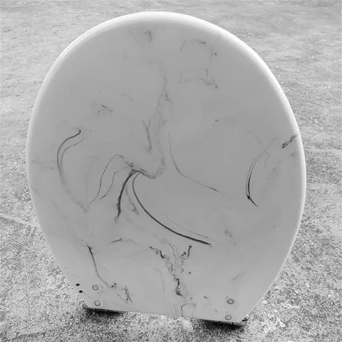 Universal Slow Close Toilet Seat With Authentic Marble Texture Crafted From Tough Urea Resin viewed from the front angle.