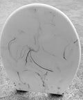 Heavy Duty Resin Toilet Seat With Chic Marble Texture Universal Slow Close Lid Engineered For The Daily Grind, side view.