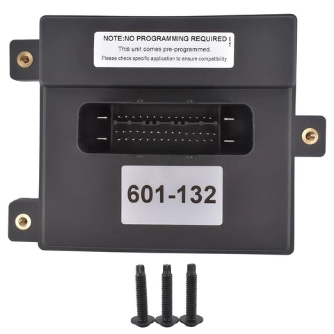 Fuel Pump Control Module Direct Fit Replacement For Cadillac Escalade GMC Sierra Chevy Silverado Suburban 1500 2007 2008 2009 Plug And Play OE Style Part With OEM Numbers 20850907 601132 13501024 front view showing connectors and label