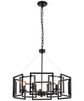 Industrial Style Chandelier With Matte Black Finish Geometric Shade Pendant Lighting Fixture For Dining Room Living Room Kitchen Island Bedroom Dope Modern Vibe 5 Light
