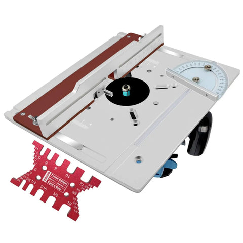 Durable Aluminum Router Table Insert Plate Set For Wood Milling Flip Jig Precision engineered aluminum insert with calibrator and markings.