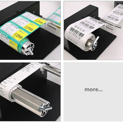 Automatic Label Rewinder Machine With Two-Way Rewind, compact heavy-duty metal frame, rewinding labels with 180mm roller