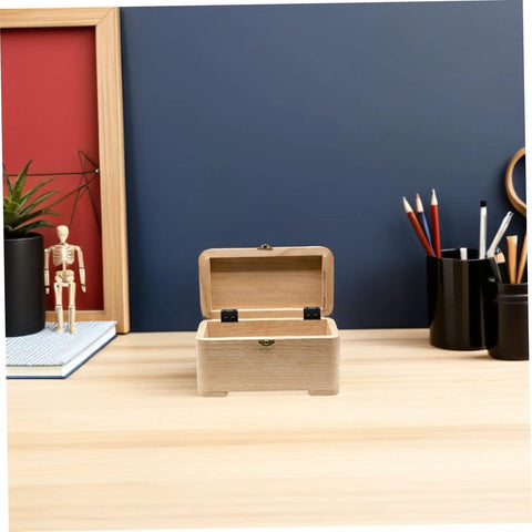 Heavy Duty Six Hole Three Fold Cabinet Door Hinges for Wood Boxes, shown on a small open wooden box on a desk