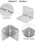 24 Pack Wood Corner Brackets 90 Degree L Shaped Stainless Steel With Screws for Furniture, detailed view showing reinforcement.