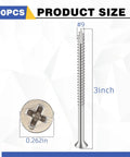 Workhorse 3 Inch Satin Nickel Wood Screws One Hundred Pack heavy duty flat head with #9 size and countersunk design.