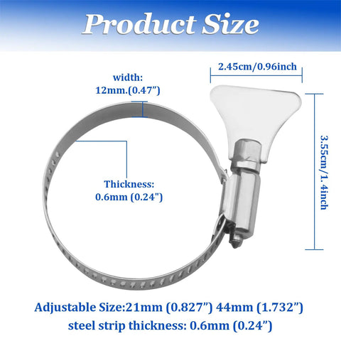Heavy Duty Pool Hose Clamps Set For Above Ground Pools One And A Quarter Inch Stainless Steel Connector Clips 4 Pack size diagram