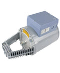 Workhorse Grade Electro Hydraulic Actuator For Valve Automation With 40 Mm Stroke And 2800 Nm Torque spring return design gray motor with gear mount.