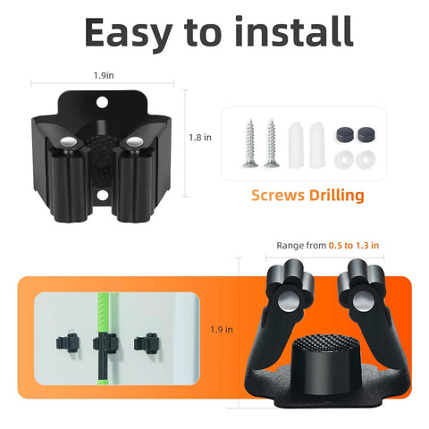 Installation guide for the 5 Pack Heavy Duty Wall Mount Broom Holder Rack For Mop Broom Rake And Garden Tools Stainless Steel Hanger Organizer