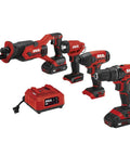 4 Tool Power Kit With 20V Cordless Drill Driver Impact Driver Reciprocating Saw And LED Spotlight Includes Two 2Ah Batteries And Charger