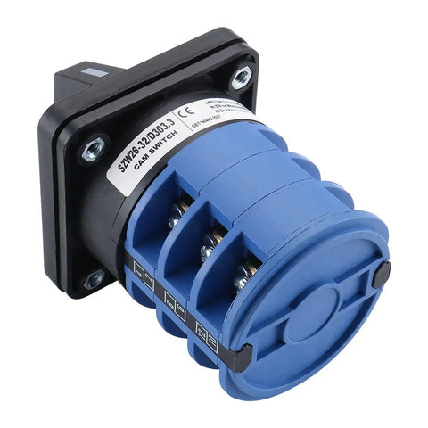 Side view of 32A 660V 3 Phase Rotary Changeover Switch With 12 Terminals 1-0-2 ON OFF ON Indexing SZW26 32 D303.3 for control