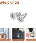 Premium Heavy Duty 100 Piece M4 X 12 Mm Flat Head Phillips Self Tapping Wood Screws Made From Tough 304 Stainless Steel, shown in various applications.