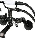 Clawfoot Tub Filler With Wall Mount And Hand Shower All Brass Construction Tarnish Resistant Finish 2 GPM At 80 PSI Easy Install