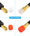 Detail of brass ends on the Sixteen Foot Hose Kit for Marine Hydraulic Steering Systems Compatible with Seastar and Teleflex Outboard Boats