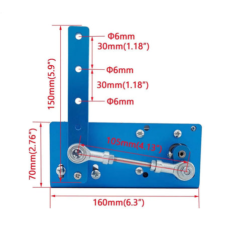 DIY Reciprocating Swing Motor with blue aluminum body and red measurement lines, showing 24V output features for makers and DIY projects.