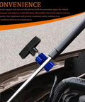 2-Pack Car Hood Prop Struts Clamp For Easy Hood Lift, dark blue metal clamp on vehicle rod in engine bay view