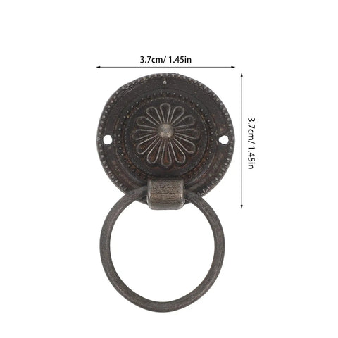 Vintage Round Drop Ring Drawer Pull Handles Set Zinc Alloy Retro Cabinet Wardrobe Door Knobs Antique Bronze 12 Pieces