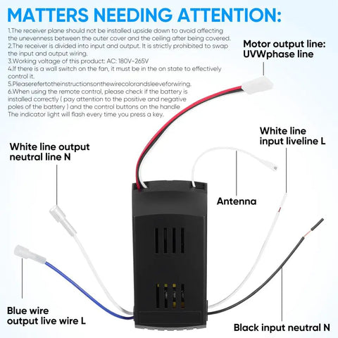 Ceiling Fan Speed Controller With Wireless Remote For Lights And Fans, Low Voltage Safe Design, Variable Frequency Control, Easy Setup, Works With Most Fans, Multiple Speed Levels From Gentle Breeze To Strong Turbo, wiring diagram