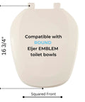 Eljer Emblem Square Front Toilet Seat For Round Bowl With Closed Front And Cover Durable Residential Plastic Made In USA EMB201-306