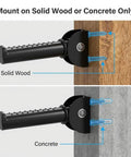 Mounting options for Tough Folding Grab Bars For Stairs And Doorways on solid wood and concrete surfaces.