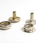 Longer Post Snap Fasteners For Leather And Thick Fabrics Or Carpet By DOT Brand Nickel Plated Brass Set Includes Caps Sockets Studs And Posts